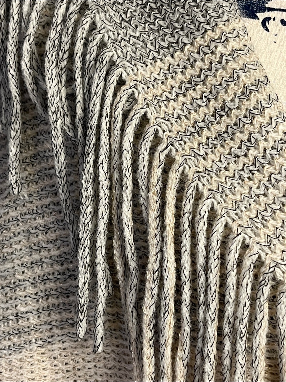 ON HOLD please don’t buy!

Fringed Open-Front Cardigan Sweater - Cream & Gray - Picture 3 of 8